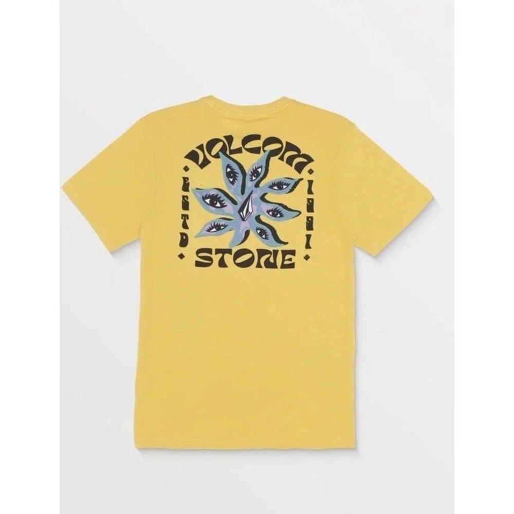Volcom Stone Spectacle Yellow Graphic Tee Mens Small Skater Eye Print Shirt
